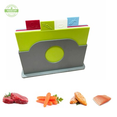 Set of 4 Food Grade Plastic Cutting Board with Storage Case