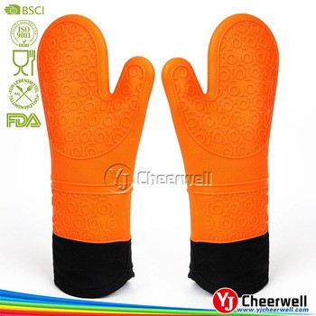 Heat Resistant Oven Gloves Insulated Silicone Oven Mitts Made of Cotton Material and Waterproof Silicone