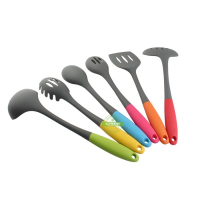 promotional colorful handle nylon 6pcs kitchen utensil set with soft handle